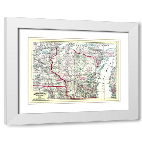 Wisconsin - Asher 1874 White Modern Wood Framed Art Print with Double Matting by Asher