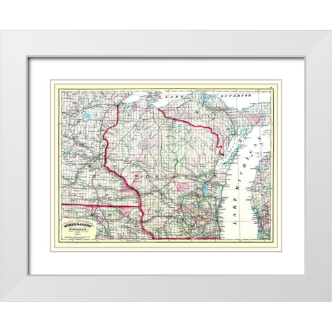 Wisconsin - Asher 1874 White Modern Wood Framed Art Print with Double Matting by Asher