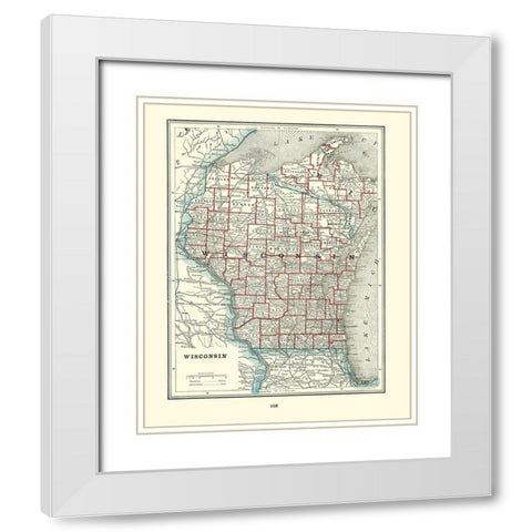 Wisconsin - Rathbun 1893 White Modern Wood Framed Art Print with Double Matting by Rathbun