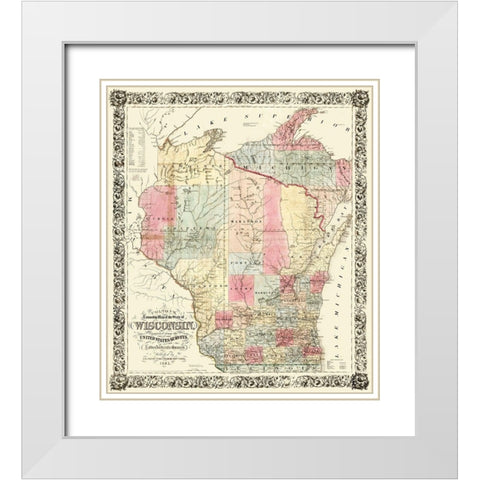 Wisconsin - Colton 1851 White Modern Wood Framed Art Print with Double Matting by Colton