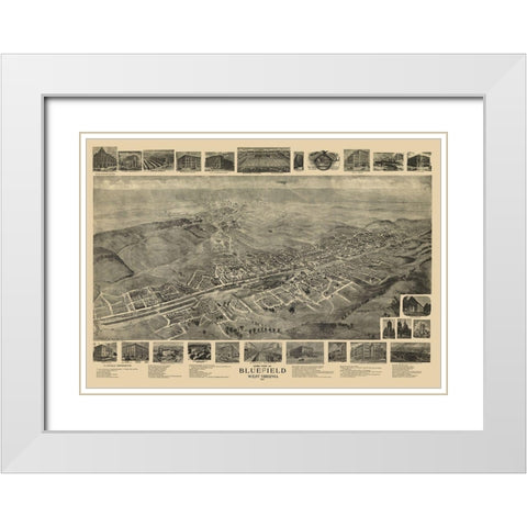 Bluefield West Virginia - Fowler 1911 White Modern Wood Framed Art Print with Double Matting by Fowler