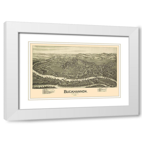 Buckhannon West Virginia - Fowler 1900 White Modern Wood Framed Art Print with Double Matting by Fowler