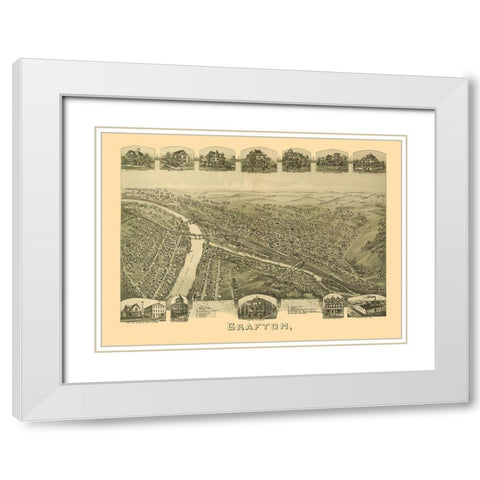 Grafton West Virginia - Fowler 1898 White Modern Wood Framed Art Print with Double Matting by Fowler