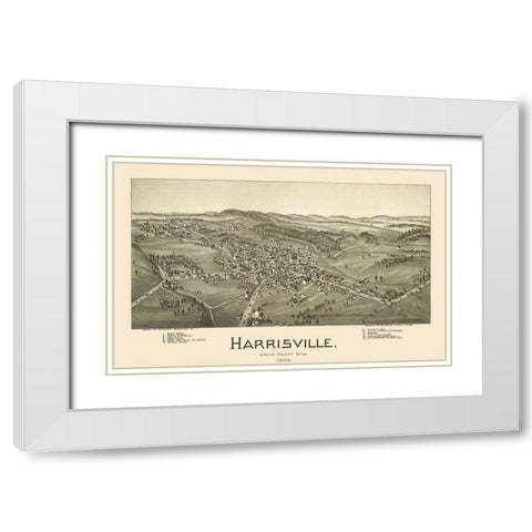 Harrisville West Virginia - Fowler 1899 White Modern Wood Framed Art Print with Double Matting by Fowler