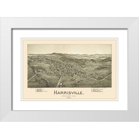 Harrisville West Virginia - Fowler 1899 White Modern Wood Framed Art Print with Double Matting by Fowler