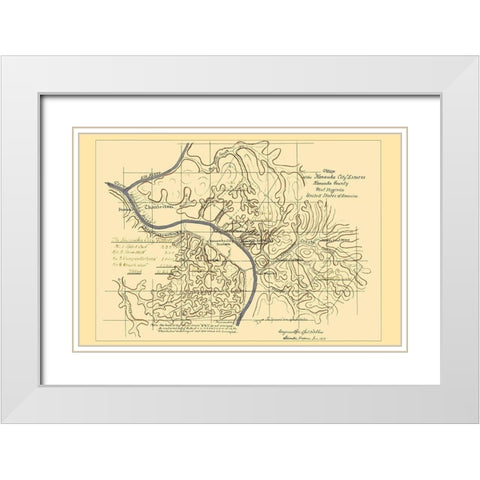Kanawha West Virginia Kanawha City Estates White Modern Wood Framed Art Print with Double Matting by Hotchkiss
