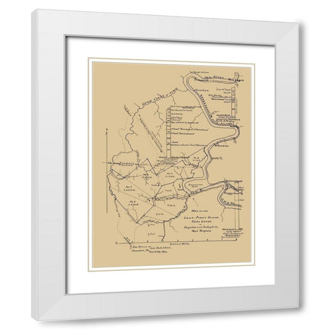 Loup Piney Divide Coal Lands Outline West VA White Modern Wood Framed Art Print with Double Matting by Hotchkiss