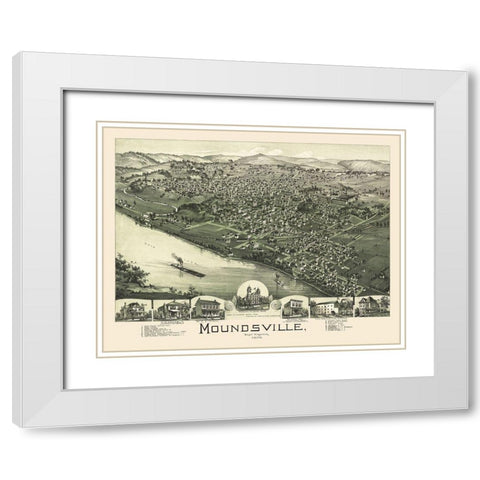 Moundsville West Virginia - Moyer 1899 White Modern Wood Framed Art Print with Double Matting by Moyer