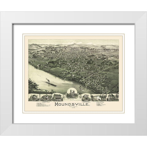 Moundsville West Virginia - Moyer 1899 White Modern Wood Framed Art Print with Double Matting by Moyer
