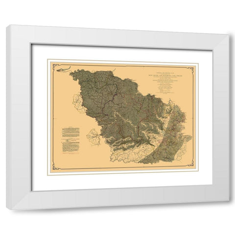 New River Kanawha Coal Fields West Virginia White Modern Wood Framed Art Print with Double Matting by Peacock