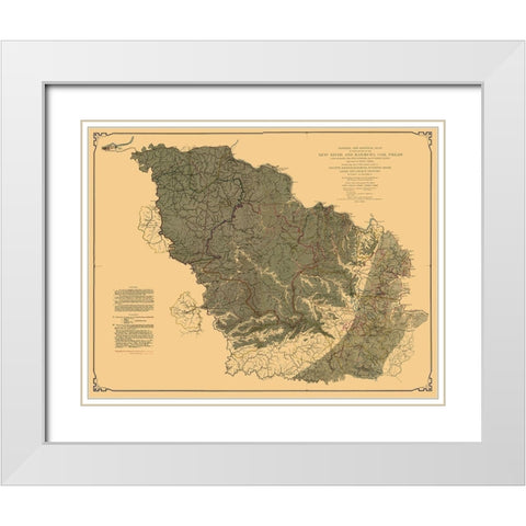 New River Kanawha Coal Fields West Virginia White Modern Wood Framed Art Print with Double Matting by Peacock