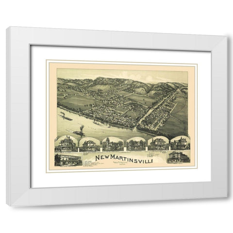 New Martinsville West Virginia - Fowler 1899 White Modern Wood Framed Art Print with Double Matting by Fowler