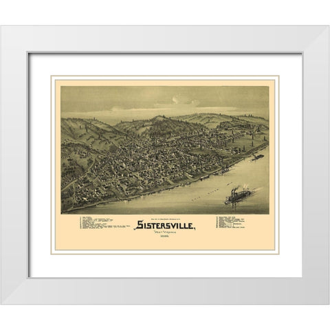 Sistersville West Virginia - Fowler 1896 White Modern Wood Framed Art Print with Double Matting by Fowler