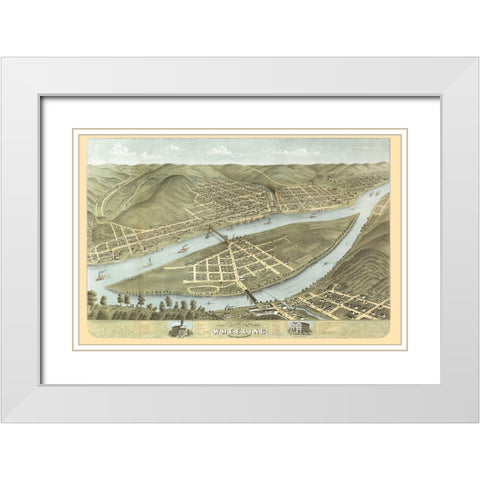Wheeling West Virginia - Ruger 1870 White Modern Wood Framed Art Print with Double Matting by Ruger