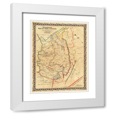 West Virginia - Richardson 1864 White Modern Wood Framed Art Print with Double Matting by Richardson