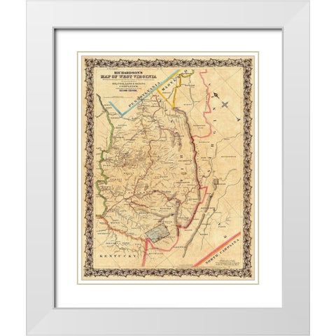 West Virginia - Richardson 1864 White Modern Wood Framed Art Print with Double Matting by Richardson