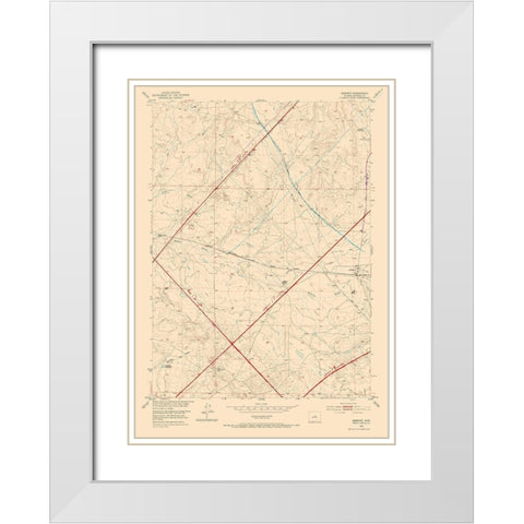 Arminto Wyoming Quad - USGS 1952 White Modern Wood Framed Art Print with Double Matting by USGS