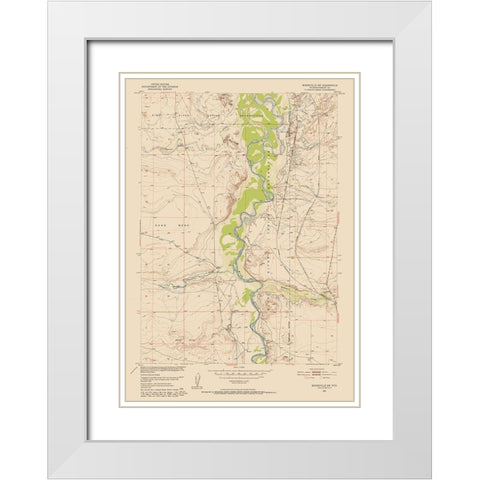 Bonneville Wyoming Quad - USGS 1950 White Modern Wood Framed Art Print with Double Matting by USGS
