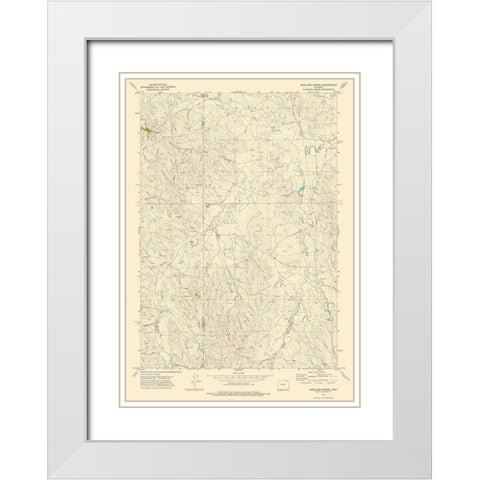 Brislawn School Wyoming Quad - USGS 1972 White Modern Wood Framed Art Print with Double Matting by USGS