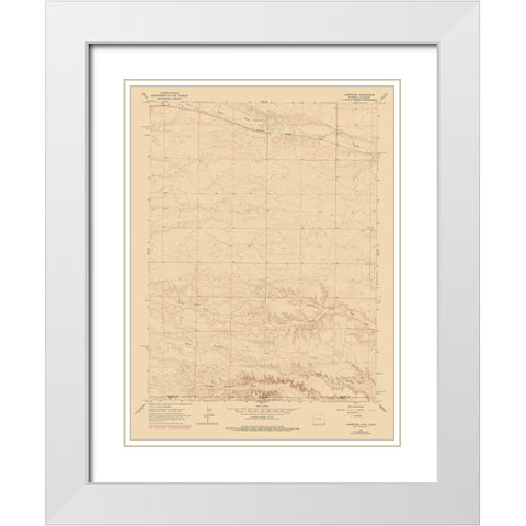 Campstool Wyoming Quad - USGS 1963 White Modern Wood Framed Art Print with Double Matting by USGS