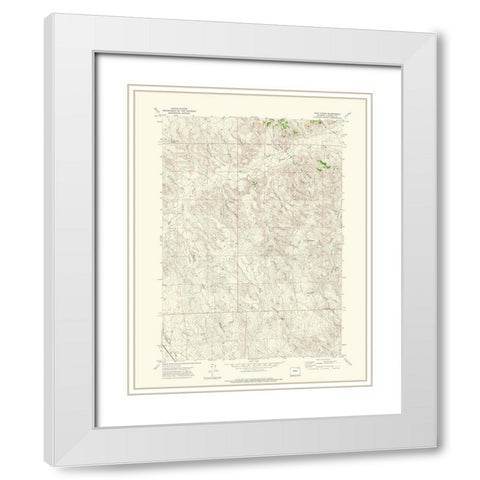 Calf Creek Wyoming Quad - USGS 1971 White Modern Wood Framed Art Print with Double Matting by USGS