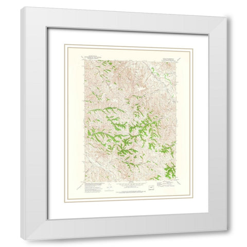 Echeta Wyoming Quad - USGS 1972 White Modern Wood Framed Art Print with Double Matting by USGS