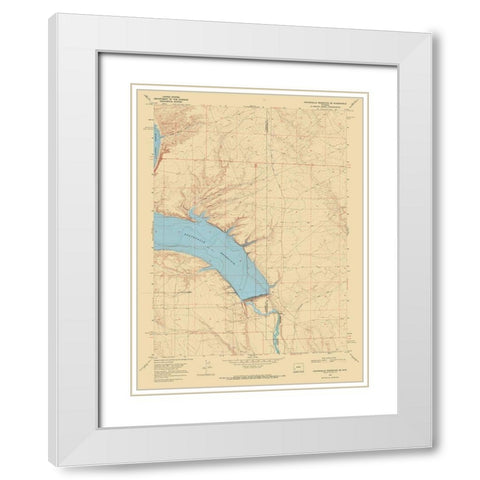 Fontenelle Reservoir Wyoming Quad - USGS 1968 White Modern Wood Framed Art Print with Double Matting by USGS