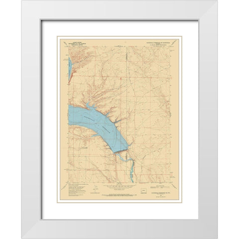 Fontenelle Reservoir Wyoming Quad - USGS 1968 White Modern Wood Framed Art Print with Double Matting by USGS