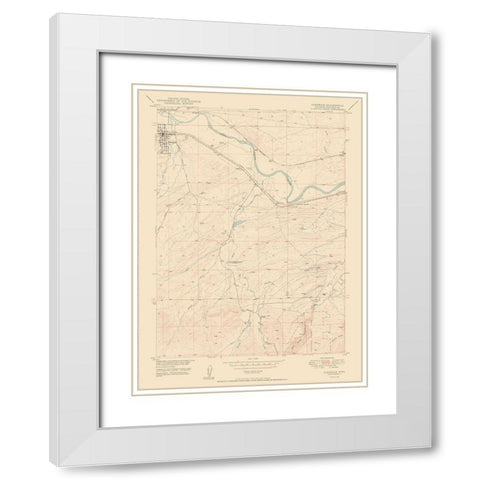 Glenrock Wyoming Quad - USGS 1950 White Modern Wood Framed Art Print with Double Matting by USGS