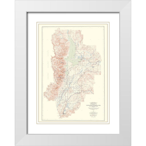 Grand Teton National Park Wyoming Sheet - USGS White Modern Wood Framed Art Print with Double Matting by USGS