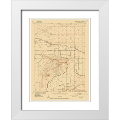 Lost Wells Butte Wyoming Quad - USGS 1952 White Modern Wood Framed Art Print with Double Matting by USGS
