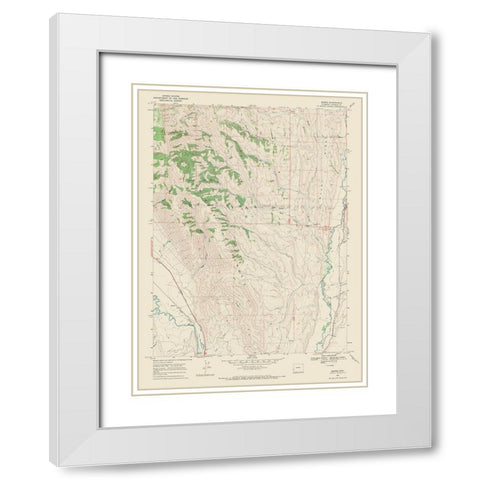 Marse Wyoming Quad - USGS 1967 White Modern Wood Framed Art Print with Double Matting by USGS