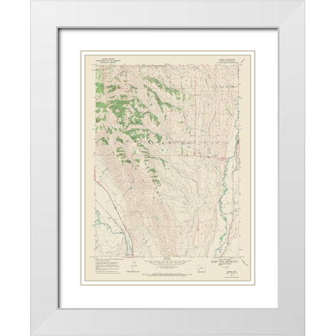 Marse Wyoming Quad - USGS 1967 White Modern Wood Framed Art Print with Double Matting by USGS