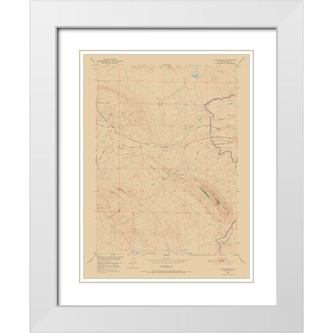 Oil Mountain Wyoming Quad - USGS 1951 White Modern Wood Framed Art Print with Double Matting by USGS