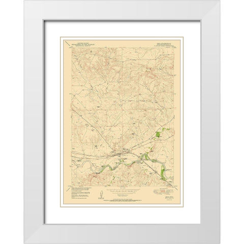 Orin Wyoming Quad - USGS 1950 White Modern Wood Framed Art Print with Double Matting by USGS