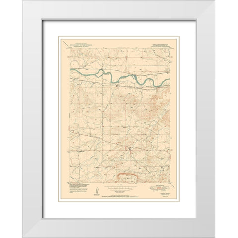 Orpha Wyoming Quad - USGS 1950 White Modern Wood Framed Art Print with Double Matting by USGS