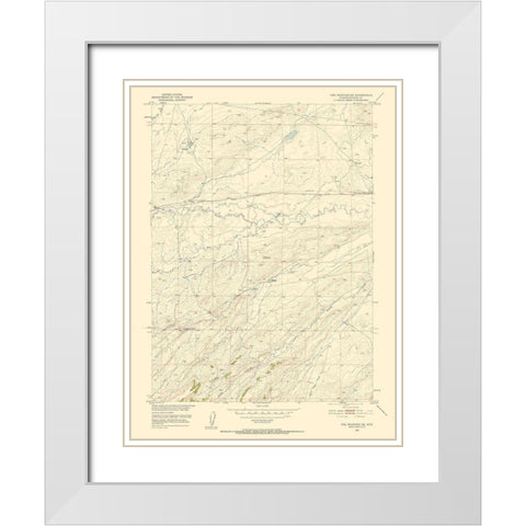 Pine Mountain Wyoming Quad - USGS 1951 White Modern Wood Framed Art Print with Double Matting by USGS