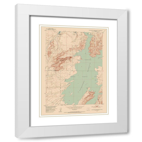 Pathfinder Reservoir Wyoming Quad - USGS 1951 White Modern Wood Framed Art Print with Double Matting by USGS
