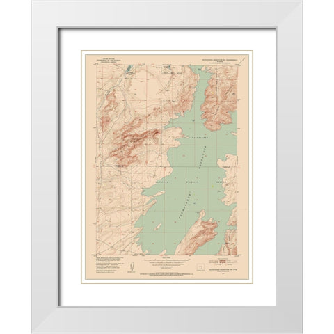 Pathfinder Reservoir Wyoming Quad - USGS 1951 White Modern Wood Framed Art Print with Double Matting by USGS