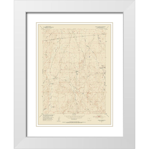 Puddle Springs Wyoming Quad - USGS 1952 White Modern Wood Framed Art Print with Double Matting by USGS