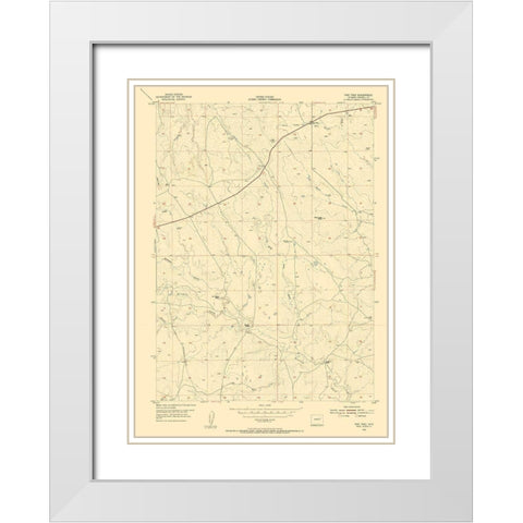 Pine Tree Wyoming Quad - USGS 1954 White Modern Wood Framed Art Print with Double Matting by USGS