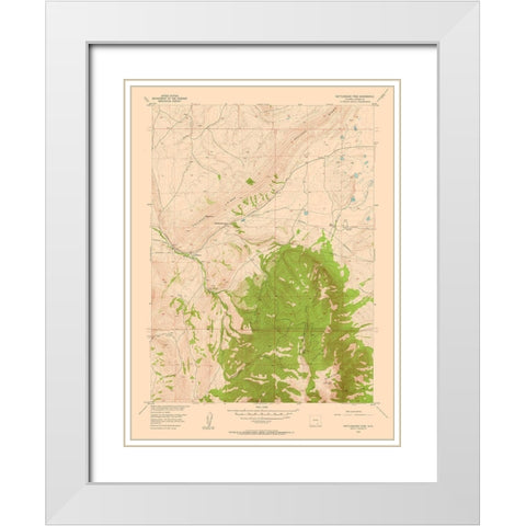 Rattlesnake Pass Wyoming Quad - USGS 1955 White Modern Wood Framed Art Print with Double Matting by USGS