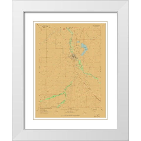 Saratoga Wyoming Quad - USGS 1961 White Modern Wood Framed Art Print with Double Matting by USGS