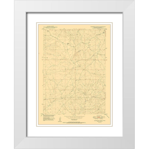 Sundquist Ranch Wyoming Quad - USGS 1950 White Modern Wood Framed Art Print with Double Matting by USGS