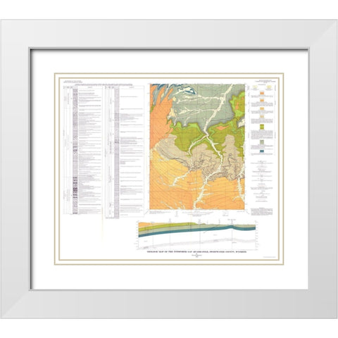 Titsworth Gap Quad Wyoming - Roehler 1973 White Modern Wood Framed Art Print with Double Matting by Roehler