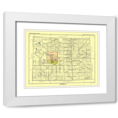 Wyoming - Hoen 1896 White Modern Wood Framed Art Print with Double Matting by Hoen