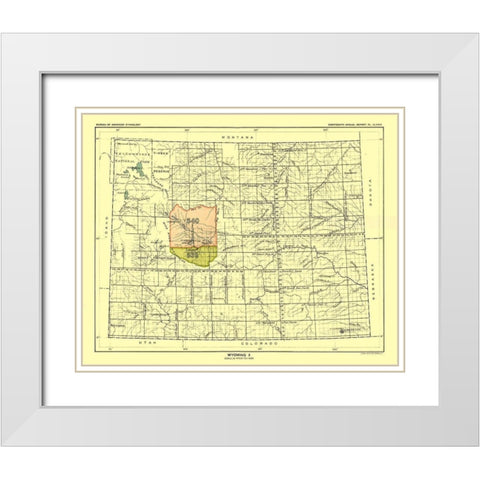 Wyoming - Hoen 1896 White Modern Wood Framed Art Print with Double Matting by Hoen