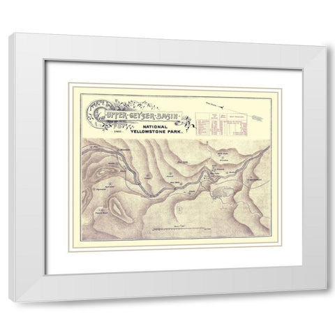 Yellowstone Upper Geyser Wyoming - 1883 White Modern Wood Framed Art Print with Double Matting by Unknown