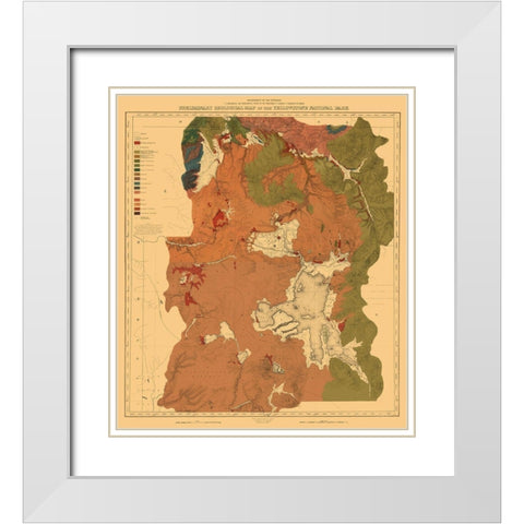 Yellowstone National Park Wyoming - USGS 1878 White Modern Wood Framed Art Print with Double Matting by USGS