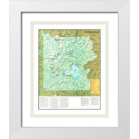 Yellowstone National Park - US Park Services 1972 White Modern Wood Framed Art Print with Double Matting by Park Services
